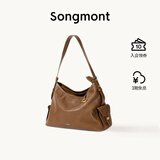 Songmont【李娜同款】山下有松循迹系列hobo包植鞣牛皮斜挎软包 檀棕 中号 现货