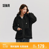 森马外套女仿羊羔毛摇粒绒双面穿连帽重磅夹克24新款109724108002
