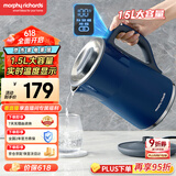 摩飞电器（Morphyrichards）电热水壶烧水壶热水壶 家用恒温水壶1.5L不锈钢304双层防烫实时显温开水壶MR6070蓝