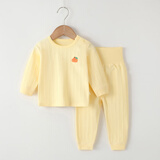 缤丽猫新生儿无骨纯棉四季简约套装婴儿衣服分体二件套装男女宝宝童装 肩扣套装-黄色 80