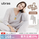 ubras【虞书欣同款】兔绒绒开襟家居服套装厚款女加绒睡衣冬季女 【长袖长裤套装】拿铁灰色 L