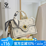 SiaZella高级感包包女新款百搭洋气斜挎包单肩时尚印花手提生日礼物送女友 米白色