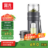 富光玻璃杯 高硼硅泡茶杯子 茶水分离杯 商务办公便携塑玻水杯男女士