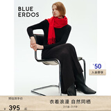 BLUE ERDOS100%山羊绒围巾披肩纯色简约百搭时尚礼物保暖流苏设计 正红 180*30