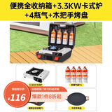 清系卡式炉户外野外炉具炊具便携式卡磁瓦斯炉火锅燃气罐炉煤气灶套盒 炉+4气+便携全收纳箱+木把手烤盘