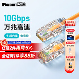 PANDUIT 泛达超六类细网线CAT6A类跳线家用电脑宽带POE监控万兆高速成品线 赤茶橘 15米