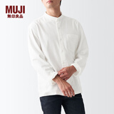 无印良品（MUJI）男式 法兰绒立领衬衫 长袖休闲百搭衬衣男士外套纯棉全棉ACA75C1A 米白色 L （175/100A）