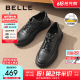 百丽潮搭厚底休闲皮鞋男鞋冬季舒适真皮商务运动鞋A1685DM4 黑色-单里 41 (255mm)