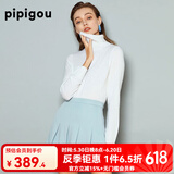 皮皮狗 两翻领套头 打底羊绒衫基础新款打底羊绒针织衫女士内搭毛衣 101本白 XL /110