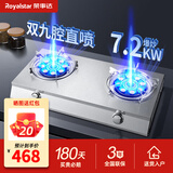 荣事达（Royalstar）燃气灶台式家用煤气燃气灶天然气灶老式液化气灶台猛火灶具 厨房双灶头煤气炉具气灶双灶 (九腔直喷)7.2kW直喷+加厚不锈钢R19 罐装液化气