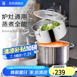 WMF福腾宝不锈钢复底煮锅汤锅两用炖锅蒸锅蒸笼 燃气电磁炉通用 ASTORIA汤蒸锅 20cm