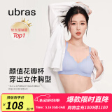 ubras虞书欣同款小花瓣杯软支撑性感内衣女聚拢文胸无钢圈胸罩 【经典款】奶盐蓝色-背勾 M 75A/75B/75C