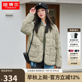 坦博尔羽绒服女短款翻领韩版宽松女士灯芯绒外套TD236266 奶茶棕 165 