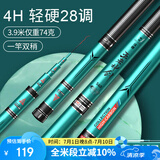 沃鼎王者神剑鱼竿手竿超轻超硬十大黑坑品牌28调台钓竿鲫鱼竿 4h3.9米