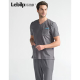 乐倍康洗手衣男女刷手服长短袖医生服弹力护士服工作服定制口腔美容牙科 灰色-男款短袖（无肩扣） XL