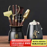 不拙茶道六君子套装功夫茶具配件茶夹子茶勺茶艺摆件茶具配件三件套 7-福运文泽茶道六君子+舍得罐