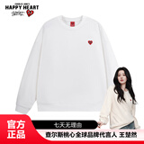 查尔斯桃心【白鹿&王楚然同款】纯棉刺绣圆领卫衣男女情侣款打底衫 白色 XS