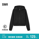 森马（Semir）外套女短款插肩袖小个子潮2024冬季加绒紧身连帽夹克109724108015