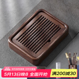 尚言坊茶盘储水式小型实木茶台家用 中式旅行茶具托盘 9黑檀木小盛水茶盘+三大配件