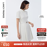 朗姿【尖货补单】黑白色显瘦轻礼服衬衫连衣裙女夏新款复古小黑裙裙子 白色 M 160/80A