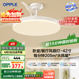 欧普（OPPLE）风扇灯吊扇灯遥控LED照明Ra95北欧餐厅卧室吊灯变频低噪 冰风白