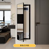 百思木可推拉遮挡电表箱隐形穿衣镜入户装饰镜家用折叠隐藏式试衣镜子 加厚黑框开门款【备注打开方向】 200*80cm【可遮挡高190宽70】