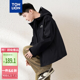 唐狮（TonLion）2024男宽松连帽夹克外套 黑色 XXL