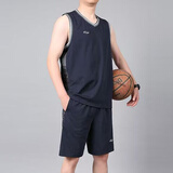 骏迈（JUNMAI）夏季健身跑步休闲运动套装篮球服棉质定制背心男训练队服比赛球衣 男款-215宝蓝 4XL男款(180-185cm 160-180斤)