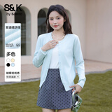 班尼路（Baleno）S&K圆领针织开衫外套女2025秋季新款简约舒适毛衫蝴蝶结刺绣毛衣
