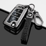 创勋（CHUANGXUN）适用大众捷达vs5钥匙套vs7汽车专用va7 va3钥匙包保护壳扣男女 捷达B款【枪色】+编织扣 .