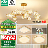 雷士（NVC）北欧现代轻奢智能网红led萤光客厅吊灯餐厅吊灯中山灯具灯饰套餐 力荐 萤光吊杆套餐【三室两厅】