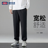 GENIOLAMODE休闲裤男2025新款日常基础简约纯色休闲百搭男裤宽松运动系带长裤