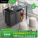 凡创佳品 阳台茶桌移动茶台桌轻奢功夫茶车旋转小茶桌现代简约推车泡茶桌 1.2m旋转茶桌（灰柜）带万向轮