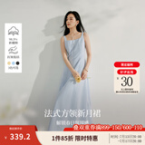 茵曼（INMAN）章若楠同款欧若风法式吊带连衣裙2025夏季新品女装淡鹅黄色裙子 蓝色 (方领)【好评返现】 L
