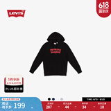 Levi's【特价来袭】李维斯情侣同款经典宽松休闲logo套头连帽卫衣 黑色 19622-0005 M