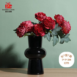 爱已装糖假花仿真花束砚池春色单枝牡丹客厅摆件餐桌花绢花装饰酒红色10支