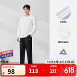 匹克运动套装男户外跑步服透气圆领长袖套装上衣长裤两件套 大白-男款 M-【男170/女165】
