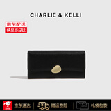 CHARLIE & KELLI官网 CK轻奢包包女包2025新款零钱包长款简约多卡位手拿包 黑色【京仓速达 礼盒包装】