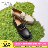 他她（TATA）英伦风乐福鞋女平底低跟休闲小皮鞋秋季新款WFE02CA4 米白 37