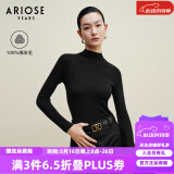 艾诺丝雅诗【商场同款】新款100%绵羊毛修身打底针织衫内搭30938083 黑色 M