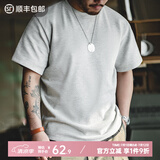 马登工装美式复古华夫格男士t恤衫老钱风半袖重磅短袖男夏正肩体恤 灰色 【抗皱t恤/衣服男装夏季】 XL 【今日下单 顺丰包邮】
