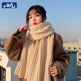 目丸圣诞围巾新年礼物生日礼物韩版针织围巾新款冬女围脖学生送女友 #25米色-麻花款【掌柜】