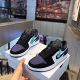 UKCF【官旗】Air 乔1 AJ1 低帮篮球鞋烟灰影子灰男女学生运动休闲板鞋 黑紫 42