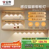 公牛（BULL）感应猫眼橱柜灯磁吸充电山丘光效展柜玄关氛围小夜灯 黑80cm三色