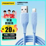 品胜苹果数据线快充充电线 适用iPhone14promax/13/12/11/8/Xs手机平板iPad车载USB充电器线1.2米蓝
