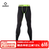 准者健身长短裤男式高弹速干运动套装跑步骑行压缩健身衣服打底紧身裤 ZZ1601135纯黑/绿 【长裤】 XL (180)