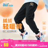 361°儿童夏季薄款长裤男童卫裤运动长裤女童秋冬保暖中大童休闲长裤 经典黑【加绒】 160