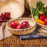 极景竹编制品馒头馍筐筲簸箕农家用手工圆收纳沥水篮竹篓筐筛子 25CM