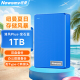 纽曼（Newsmy）1TB 移动硬盘机械 双盘备份 清风Plus系列 USB3.0 2.5英寸 宝石蓝 海量存储 手机连接 格纹设计