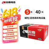 双鹿 5号电池40粒 五号碱性 适用儿童玩具/耳温枪/血糖仪/无线鼠标/遥控器/血压计/挂钟 LR6/AA